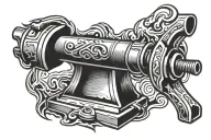 blacksmith hammer & anvil with fire inside tattoo design idea
