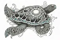 Turtle jelly fish tattoo design idea