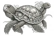 Turtle jelly fish tattoo design idea