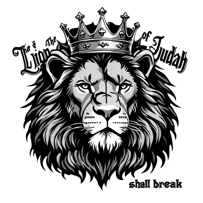 " The Lion of Judah shall break" lion of judah with king's crown and cross-shaped scar over his eye tattoo design idea