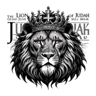 " The Lion of Judah shall break" lion of judah with king's crown and cross-shaped scar over his eye tattoo design idea