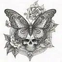 mandala, butterfly with skull tattoo design idea