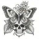 mandala, butterfly with skull tattoo design idea