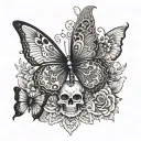 mandala, butterfly with skull tattoo design idea