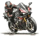 Yamaha r1m with red headlights reflecting in wet road  tattoo design idea
