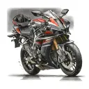 Yamaha r1m with red headlights reflecting in wet road  tattoo design idea