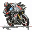 Yamaha r1m with red headlights reflecting in wet road  tattoo design idea