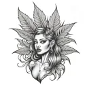 ganja leaf gangster girl tattoo design idea