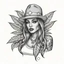 ganja leaf gangster girl tattoo design idea