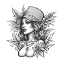 ganja leaf gangster girl tattoo design idea