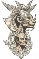 sphinx, lightining bolt, and keyu tattoo design idea