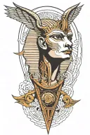 sphinx, lightining bolt, and keyu tattoo design idea