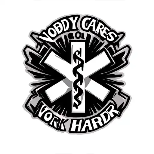"nobody cares, work harder" with EMS symbols tattoo design idea