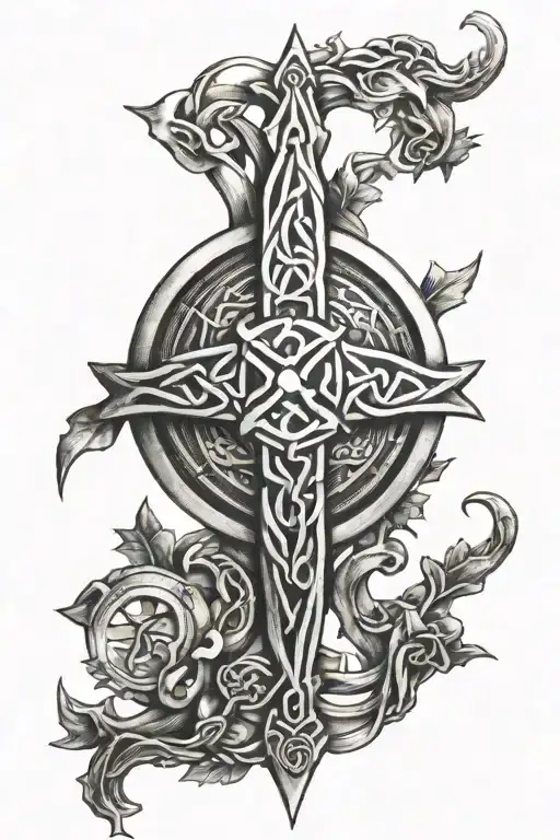 Celtic tattoo for right arm with protection rune tattoo design idea