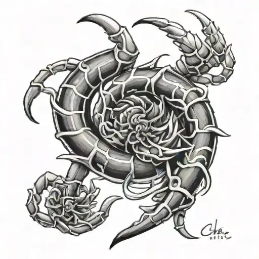 Denver Scorpio zodiac sign intertwined tattoo design idea