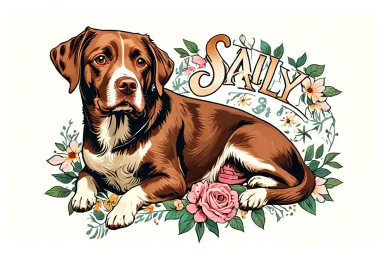 "Sally" labrador dog tattoo design idea