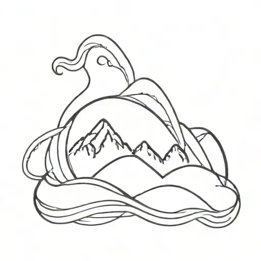 mountain and waves inside infinity symbol intertwined tattoo design idea