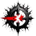 Saiyan symbol mark with a red iron on the skin by tearing it away with tattoo design idea