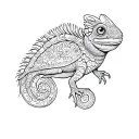 Alebrije combo chameleon with bird  tattoo design idea