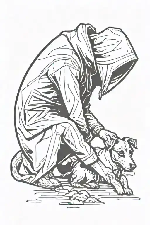 reaper bowing down to jack russell terrier tattoo design idea