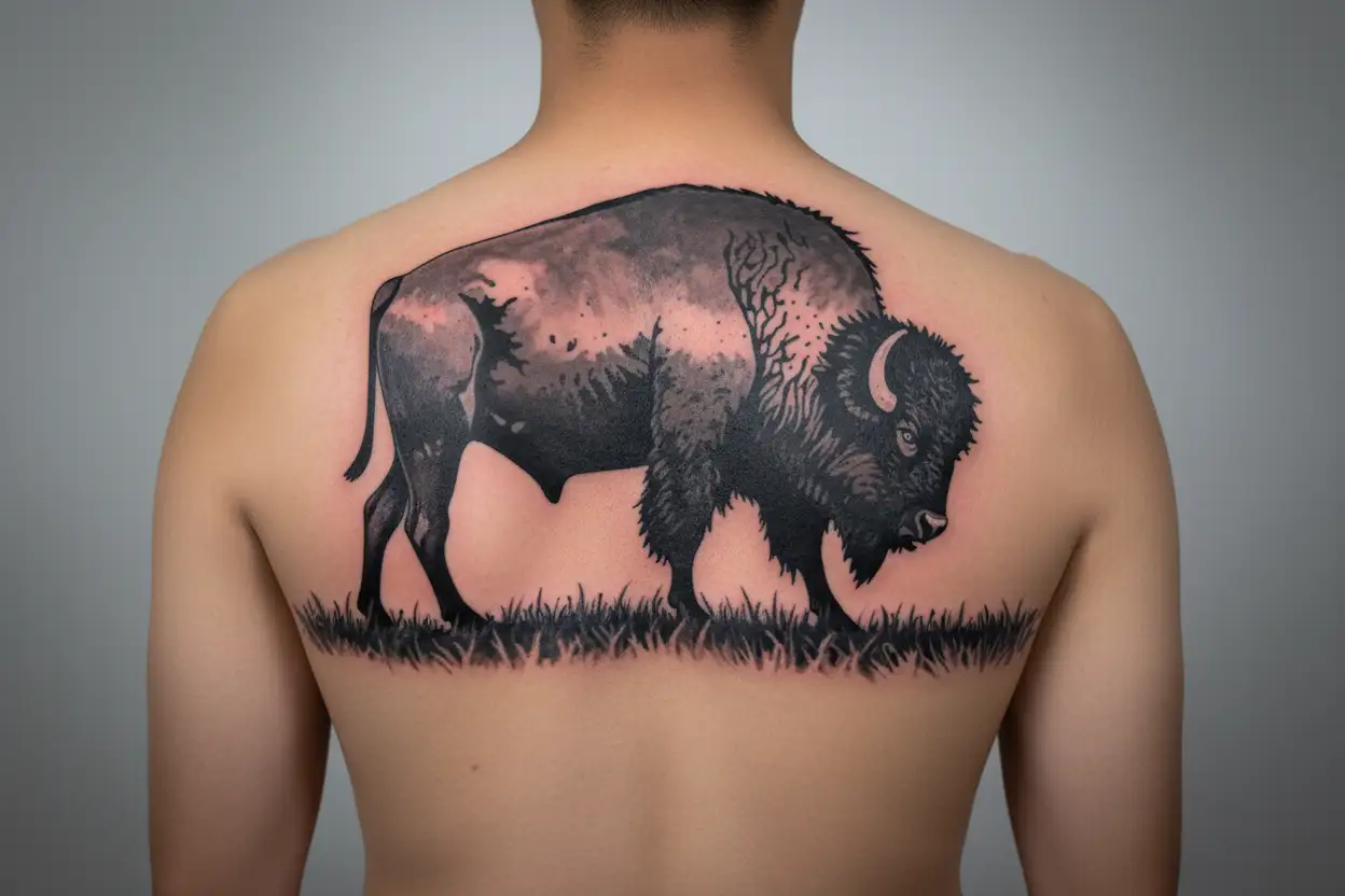 Bison silhouette tattoo design idea