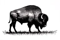 Bison silhouette tattoo design idea