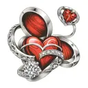 beating heart with diamond wedding rings intertwined tattoo design idea