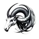 capricorn, fluid dynamics , turbulence. abstract geometry , Riemannian spaces,  tattoo design idea