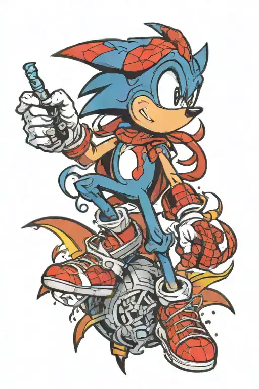 sonic the hedgehog featuring spiderman tattoo tattoo design idea