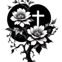 flowers, cross, vines, posion tree tattoo design idea