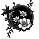 flowers, cross, vines, posion tree tattoo design idea