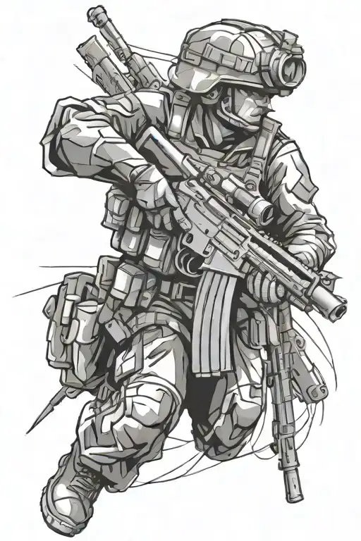 military gunner abstract tattoo design idea