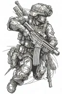military gunner abstract tattoo design idea
