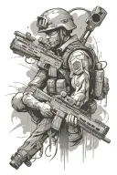 military gunner abstract tattoo design idea