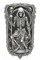Tarot card, death. Represented as a hooded skeletal figure, posing like Baphomet tattoo design idea