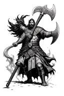 Germanic warrior wielding Perun's ax tattoo design idea