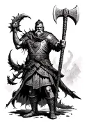 Germanic warrior wielding Perun's ax tattoo design idea