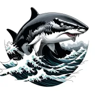 Japanese Waves waves with hammerhead shark tattoo design idea