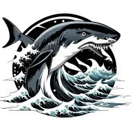 Japanese Waves waves with hammerhead shark tattoo design idea