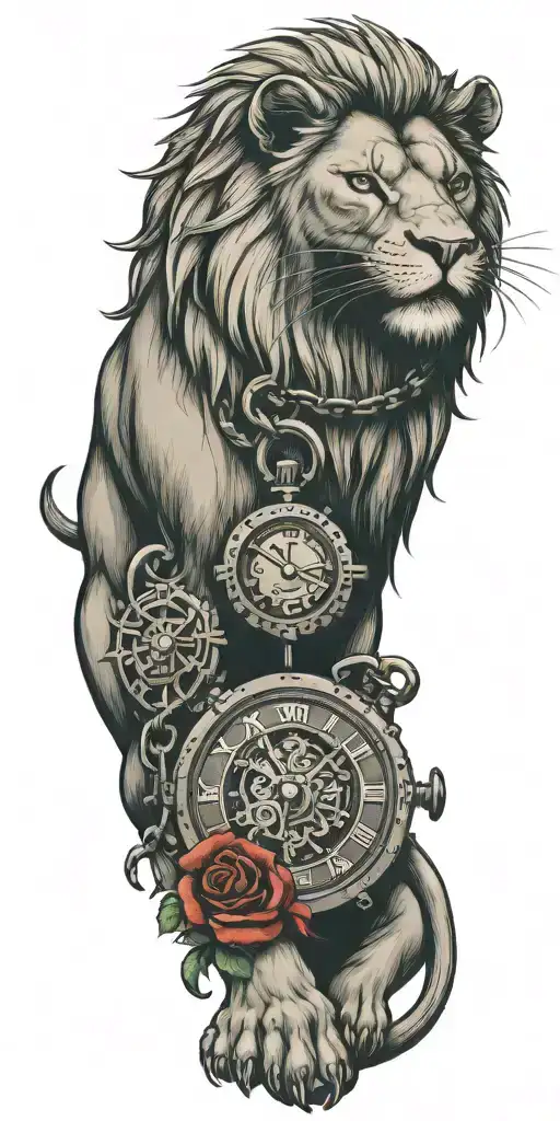 Pujabi, Lion roaring lion wearing Chain, Letter "G", Timepiece, money, Stocks, Finance, Roses, Love, Mechanic, Tractor tattoo design idea