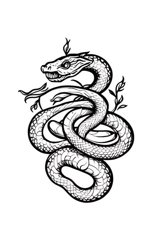 mandala and a snake wrapped tattoo design idea