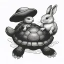Turtle bunny duck playing tattoo design idea