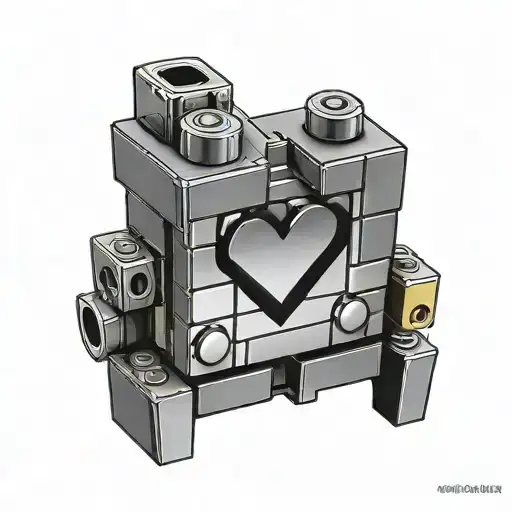 À lego brick with a heart shape and a square shape inside tattoo design idea