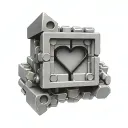 À lego brick with a heart shape and a square shape inside tattoo design idea