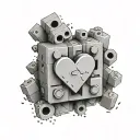 À lego brick with a heart shape and a square shape inside tattoo design idea