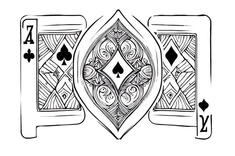 simple poker card 7 of diamonds tattoo design idea