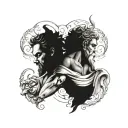 Greek mythology cover up back tattoo with Prometheus, Oceanus, and atlas tattoo design idea
