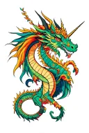 dragon and unicorn tattoo design idea