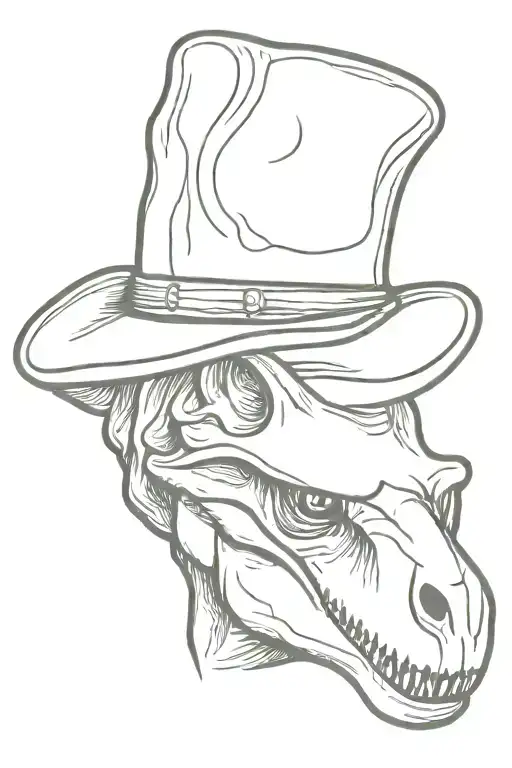 dinosaur in cowboy hat tattoo design idea