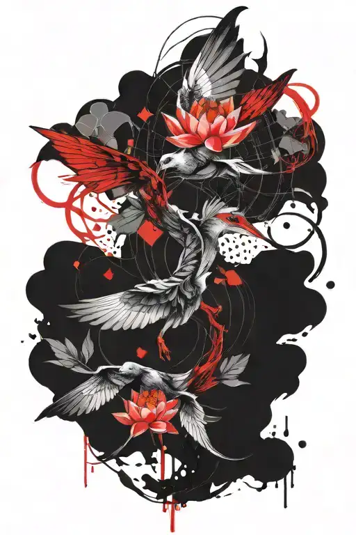 Lotus Flower, pterodactyl, flower of life tattoo design idea